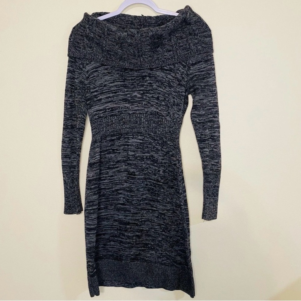 Apt. 9 Black Marled Long-Sleeve Sweater Dress